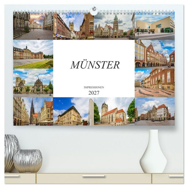 Münster Impressionen (hochwertiger Premium Wandkalender 2027 DIN A2 quer) Kunstdruck in Hochglanz