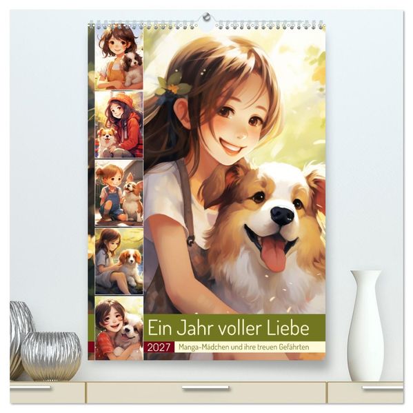 Ein Jahr voller Liebe. Manga-Mädchen und ihre treuen Gefährten (hochwertiger Premium Wandkalender 2027 DIN A2 hoch) Kunstdruck in Hochglanz
