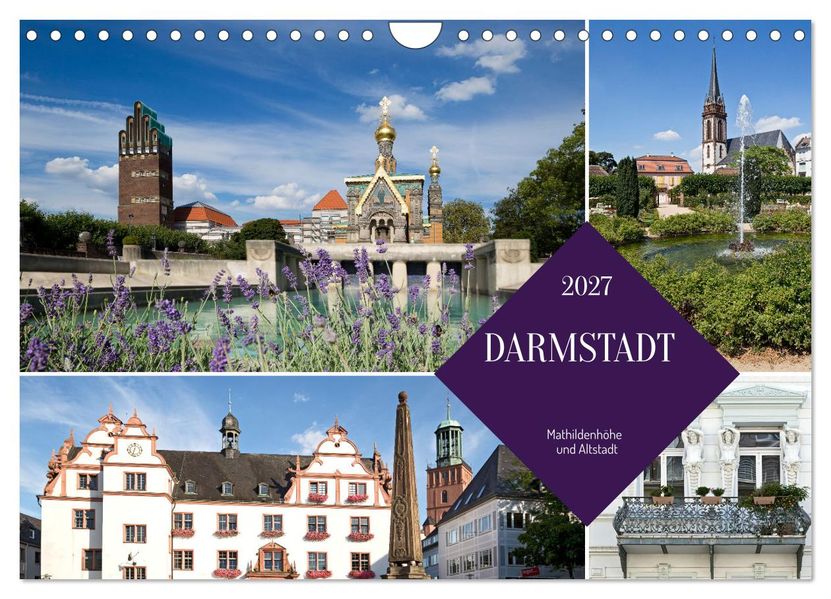 Darmstadt - Mathildenhöhe und Altstadt (Wandkalender 2027 DIN A4 quer) CALVENDO Monatskalender