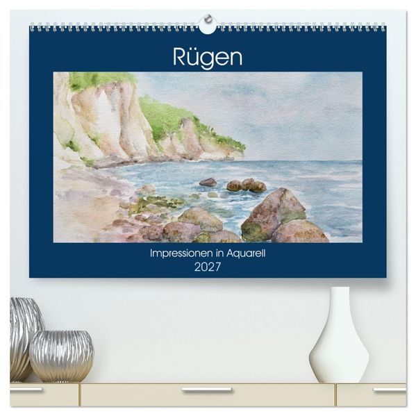 Rügen Impressionen in Aquarell (hochwertiger Premium Wandkalender 2027 DIN A2 quer) Kunstdruck in Hochglanz