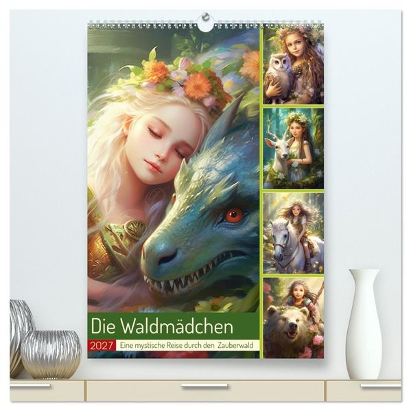 Die Waldmädchen. Eine mystische Reise durch den Zauberwald (hochwertiger Premium Wandkalender 2027 DIN A2 hoch) Kunstdruck in Hochglanz