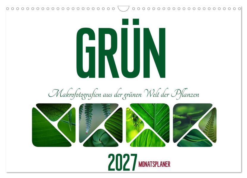 Grün Makrofotografien aus der grünen Welt der Pflanzen als Monatsplaner (Wandkalender 2027 DIN A3 quer) CALVENDO Monatskalender