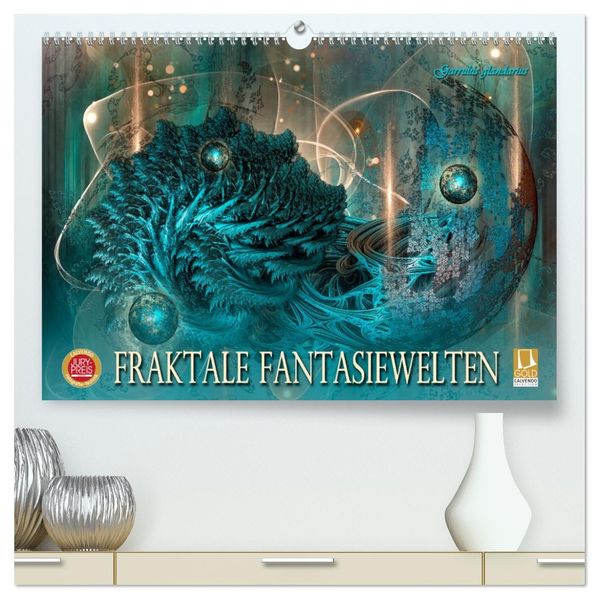 Fraktale Fantasiewelten (hochwertiger Premium Wandkalender 2027 DIN A2 quer) Kunstdruck in Hochglanz
