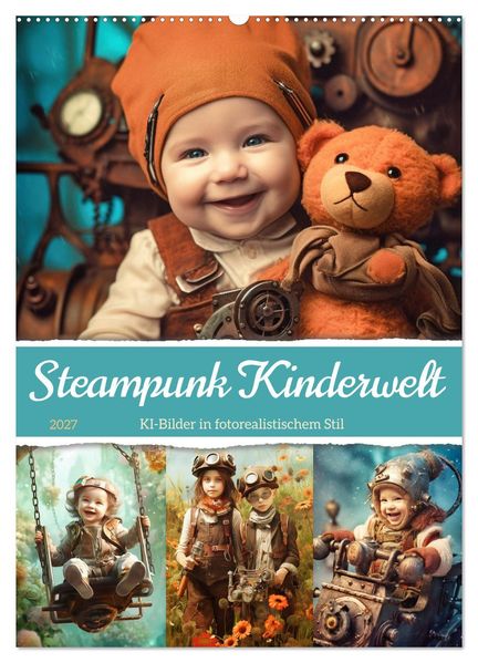 Steampunk Kinderwelt (Wandkalender 2027 DIN A2 hoch) CALVENDO Monatskalender