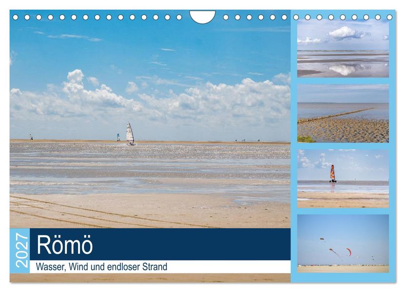 Römö - Wasser Wind und endloser Strand (Wandkalender 2027 DIN A4 quer) CALVENDO Monatskalender