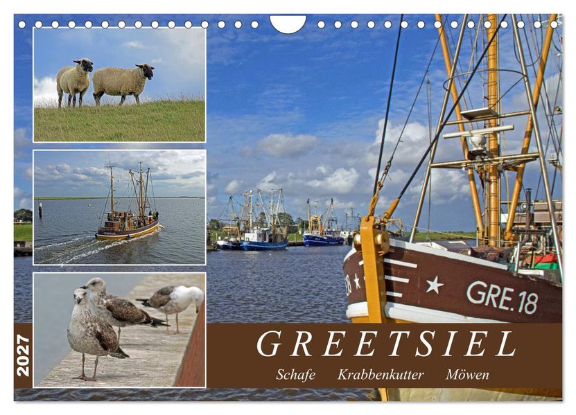 GREETSIEL - Schafe - Krabbenkutter - Möwen (Wandkalender 2027 DIN A4 quer) CALVENDO Monatskalender