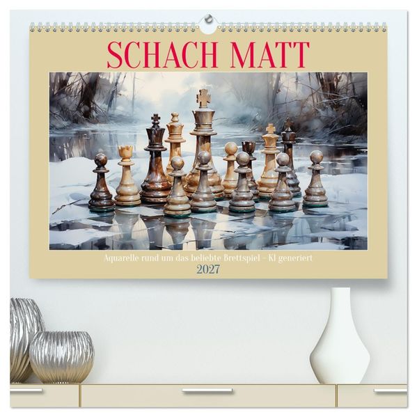 Schach Matt (hochwertiger Premium Wandkalender 2027 DIN A2 quer) Kunstdruck in Hochglanz