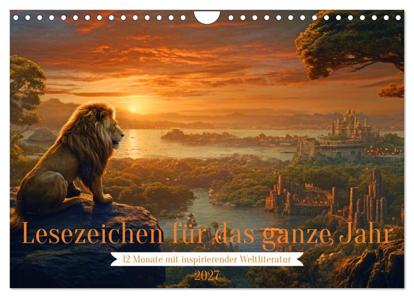 Lesezeichen für das ganze Jahr - 12 Monate mit inspirierender Weltliteratur (Wandkalender 2027 DIN A4 quer) CALVENDO Monatskalender