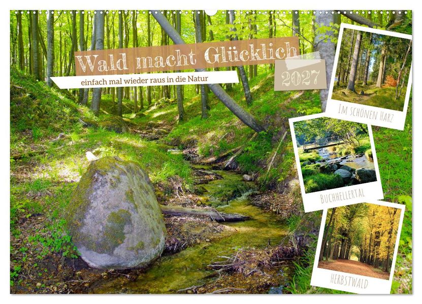 Wald macht glücklich (Wandkalender 2027 DIN A2 quer) CALVENDO Monatskalender