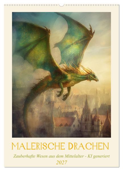 Malerische Drachen (Wandkalender 2027 DIN A2 hoch) CALVENDO Monatskalender