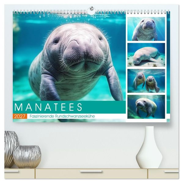 Manatees. Faszinierende Rundschwanzseekühe (hochwertiger Premium Wandkalender 2027 DIN A2 quer) Kunstdruck in Hochglanz
