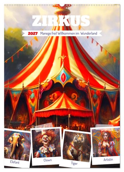 Zirkus. Manege frei! Willkommen im nostalgischen Wunderland (Wandkalender 2027 DIN A2 hoch) CALVENDO Monatskalender