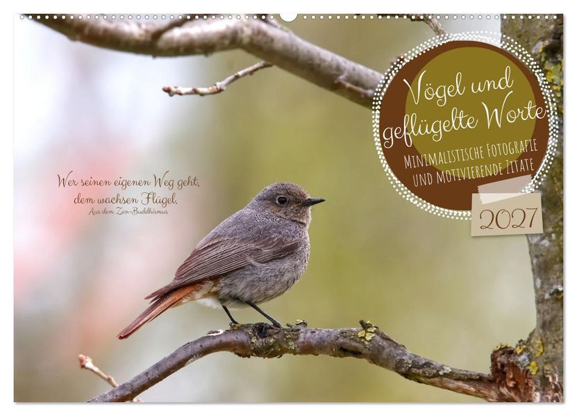 Vögel und geflügelte Worte (Wandkalender 2027 DIN A2 quer) CALVENDO Monatskalender