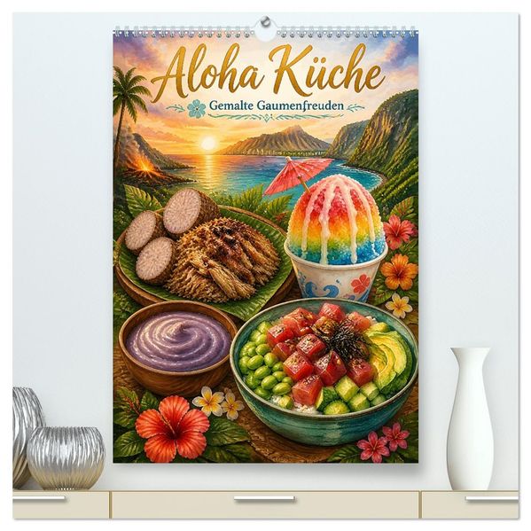 Aloha Küche - Gemalte Gaumenfreuden (hochwertiger Premium Wandkalender 2027 DIN A2 hoch) Kunstdruck in Hochglanz
