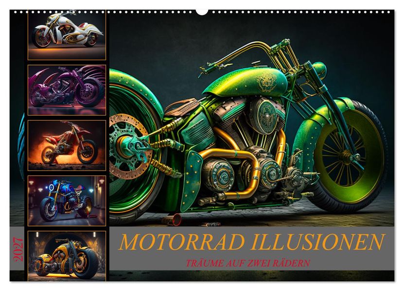 Motorrad illusionen (Wandkalender 2027 DIN A2 quer) CALVENDO Monatskalender