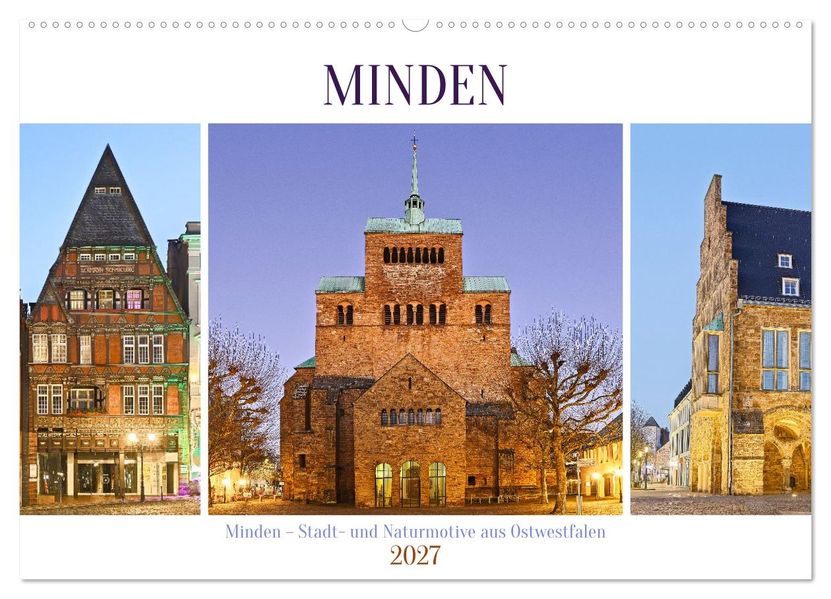 Minden - Stadt- und Naturmotive aus Ostwestfalen (Wandkalender 2027 DIN A2 quer) CALVENDO Monatskalender