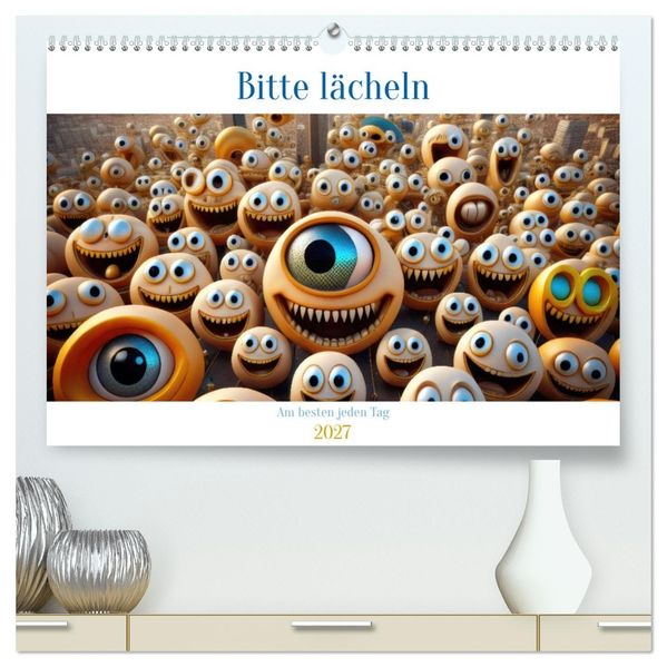 Bitte lächeln. Am besten jeden Tag. (hochwertiger Premium Wandkalender 2027 DIN A2 quer) Kunstdruck in Hochglanz