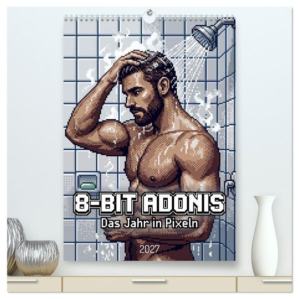 8-Bit Adonis - Das Jahr in Pixeln (hochwertiger Premium Wandkalender 2027 DIN A2 hoch) Kunstdruck in Hochglanz