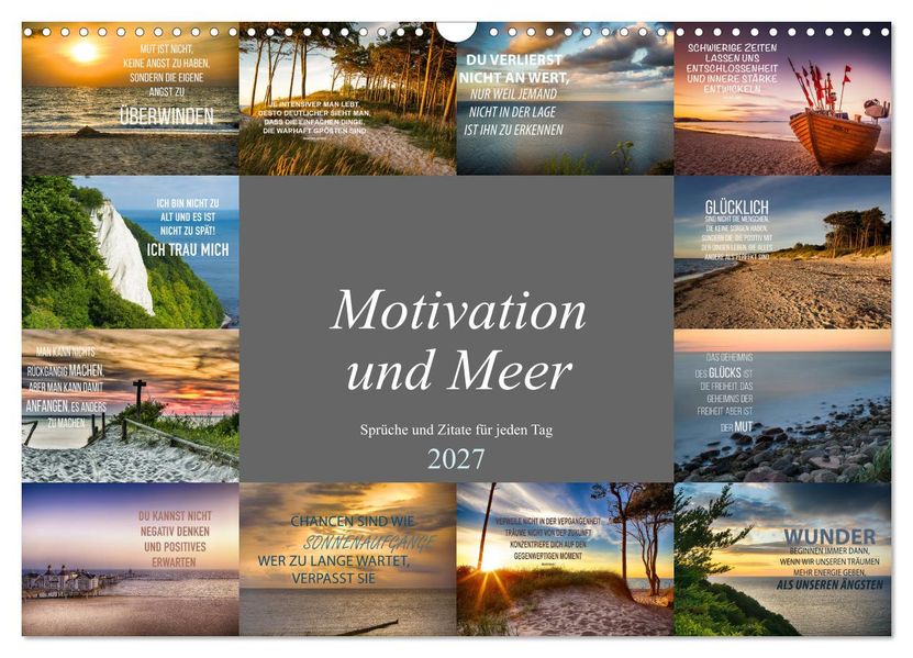 Motivation und Meer (Wandkalender 2027 DIN A3 quer) CALVENDO Monatskalender
