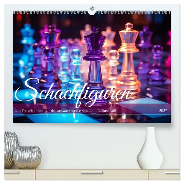 Schachfiguren in Freizeitkleidung (hochwertiger Premium Wandkalender 2027 DIN A2 quer) Kunstdruck in Hochglanz