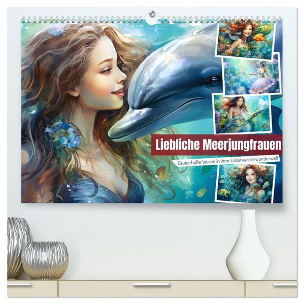 Liebliche Meerjungfrauen (hochwertiger Premium Wandkalender 2027 DIN A2 quer) Kunstdruck in Hochglanz