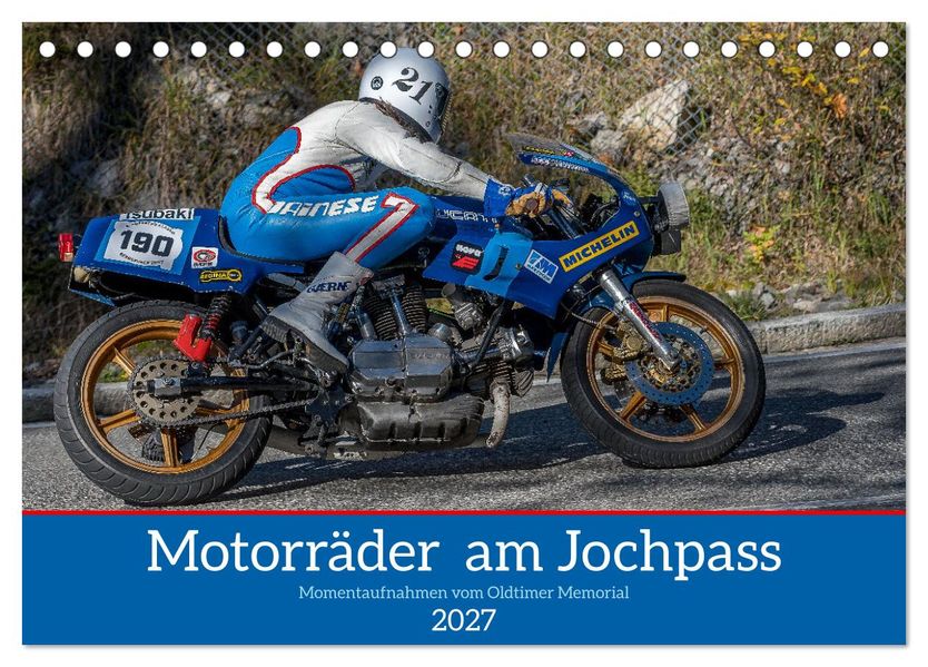 Motorräder am Jochpass (Tischkalender 2027 DIN A5 quer) CALVENDO Monatskalender