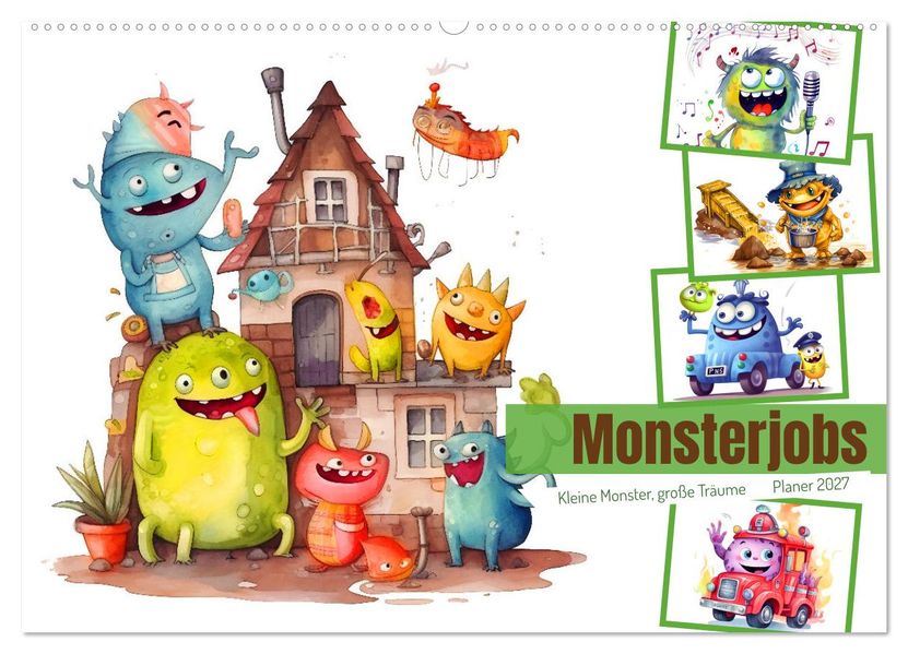 Monsterjobs - Kleine Monster große Träume (Wandkalender 2027 DIN A2 quer) CALVENDO Monatskalender