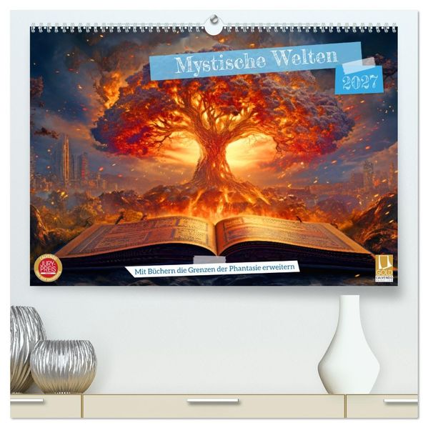 Mystische Welten - Mit Büchern die Grenzen der Phantasie erweitern (hochwertiger Premium Wandkalender 2027 DIN A2 quer) Kunstdruck in Hochglanz