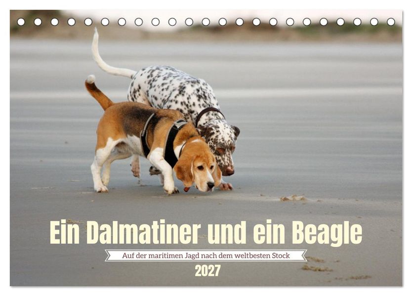 Ein Dalmatiner und ein Beagle - Auf der maritimen Jagd nach dem weltbesten Stock (Tischkalender 2027 DIN A5 quer) CALVENDO Monatskalender