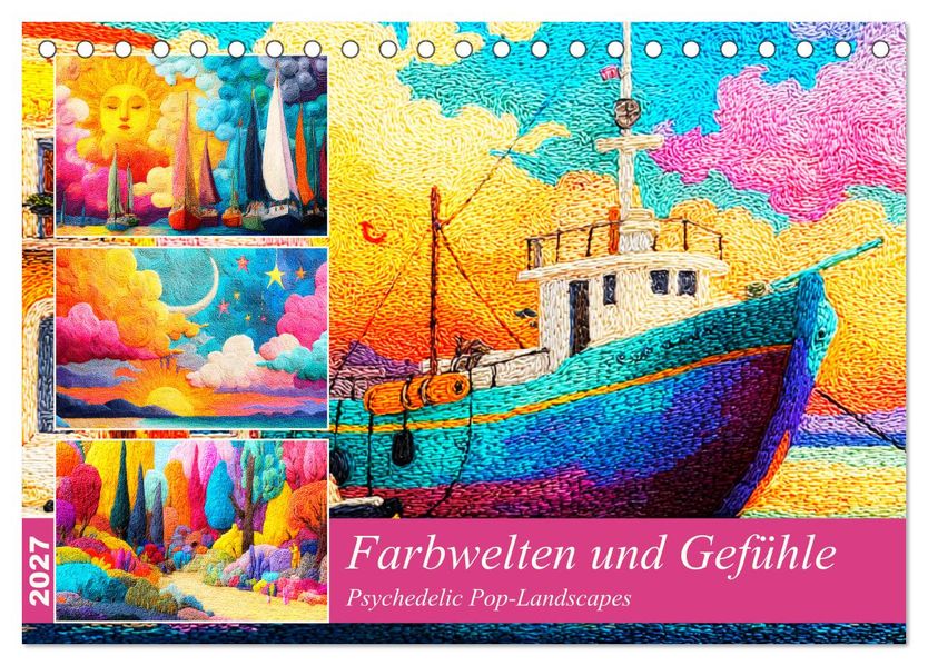 Farbwelten und Gefühle. Psychedelic Pop-Landscapes (Tischkalender 2027 DIN A5 quer) CALVENDO Monatskalender