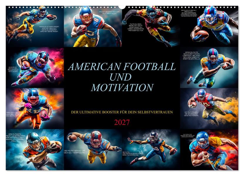 American Football und Motivation (Wandkalender 2027 DIN A2 quer) CALVENDO Monatskalender