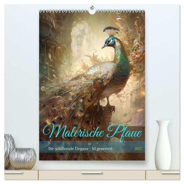 Malerische Pfaue (hochwertiger Premium Wandkalender 2027 DIN A2 hoch) Kunstdruck in Hochglanz