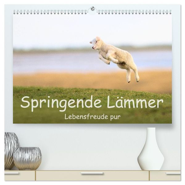 Springende Lämmer: Lebensfreude pur (hochwertiger Premium Wandkalender 2027 DIN A2 quer) Kunstdruck in Hochglanz