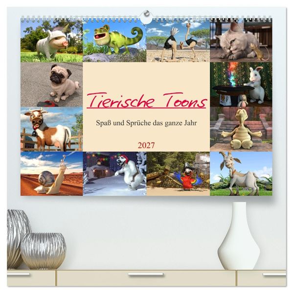 Tierische Toons (hochwertiger Premium Wandkalender 2027 DIN A2 quer) Kunstdruck in Hochglanz