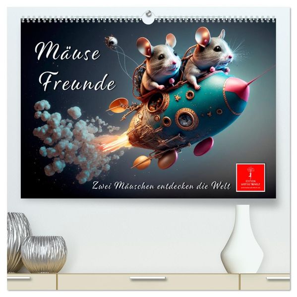 Mäuse Freunde (hochwertiger Premium Wandkalender 2027 DIN A2 quer) Kunstdruck in Hochglanz