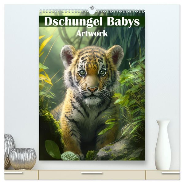 Dschungelbabys - Artwork (hochwertiger Premium Wandkalender 2027 DIN A2 hoch) Kunstdruck in Hochglanz