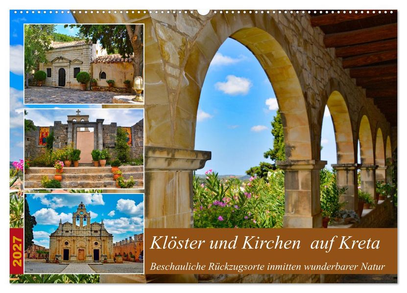 Klöster und Kirchen auf Kreta (Wandkalender 2027 DIN A2 quer) CALVENDO Monatskalender