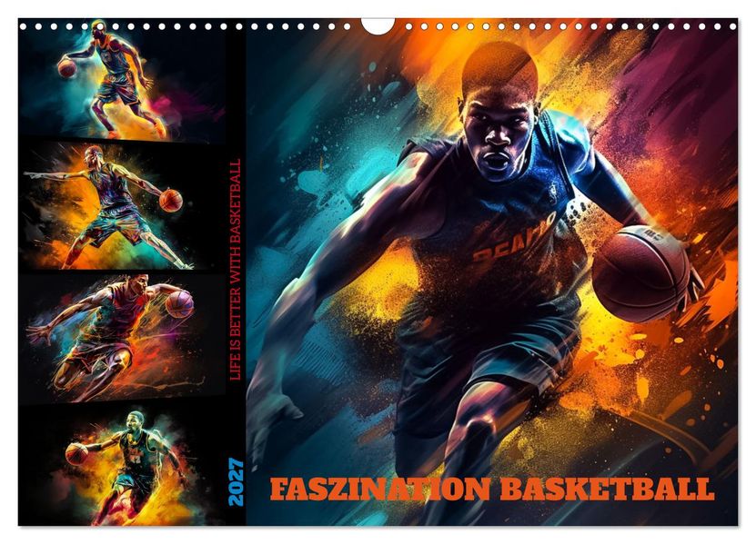 Faszination Basketball (Wandkalender 2027 DIN A3 quer) CALVENDO Monatskalender