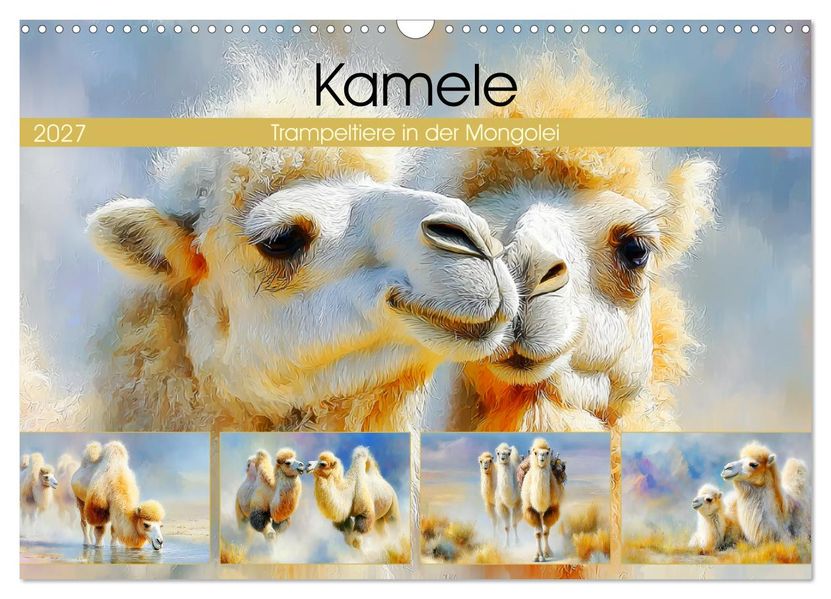 Kamele. Trampeltiere in der Mongolei (Wandkalender 2027 DIN A3 quer) CALVENDO Monatskalender