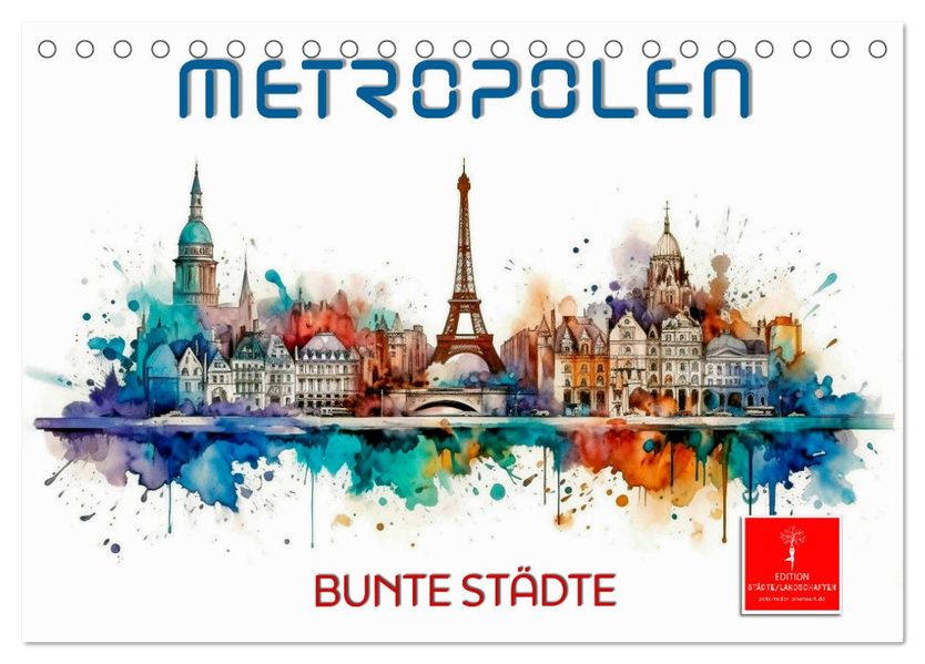 Skylines - bunte Städte (Tischkalender 2027 DIN A5 quer) CALVENDO Monatskalender