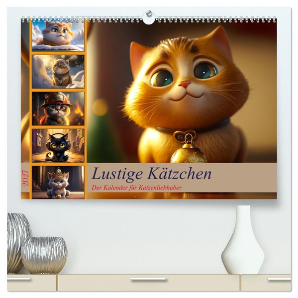 Lustige Kätzchen (hochwertiger Premium Wandkalender 2027 DIN A2 quer) Kunstdruck in Hochglanz