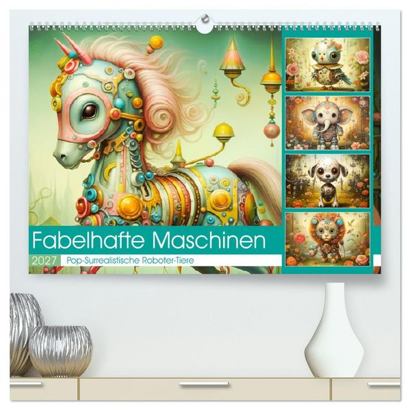 Fabelhafte Maschinen. Pop-Surrealistische Roboter-Tiere (hochwertiger Premium Wandkalender 2027 DIN A2 quer) Kunstdruck in Hochglanz