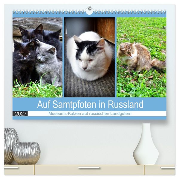 Auf Samtpfoten in Russland - Museums-Katzen auf russischen Landgütern (hochwertiger Premium Wandkalender 2027 DIN A2 quer) Kunstdruck in Hochglanz