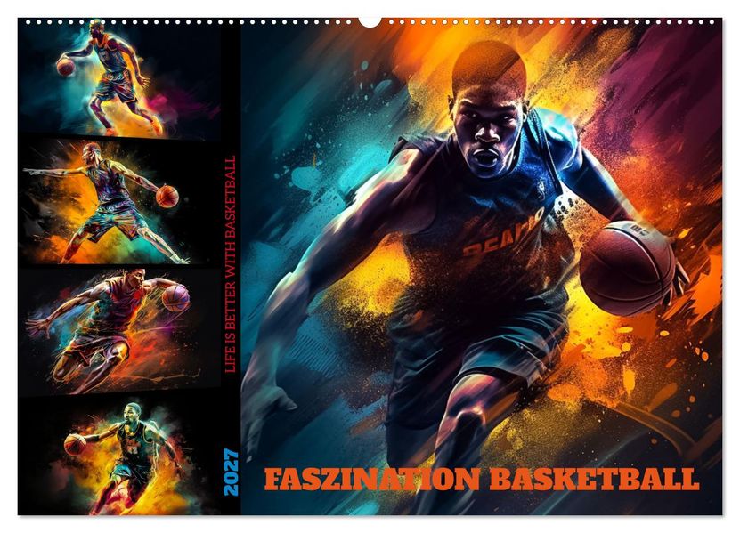Faszination Basketball (Wandkalender 2027 DIN A2 quer) CALVENDO Monatskalender