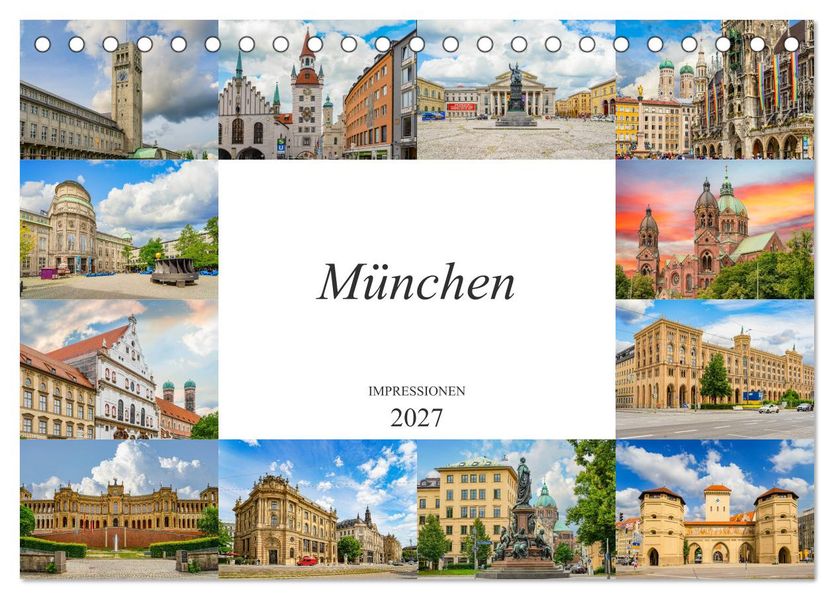 München Impressionen (Tischkalender 2027 DIN A5 quer) CALVENDO Monatskalender