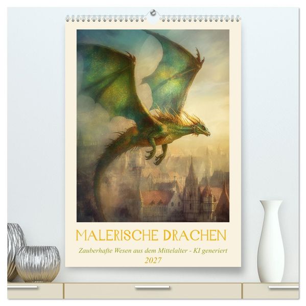 Malerische Drachen (hochwertiger Premium Wandkalender 2027 DIN A2 hoch) Kunstdruck in Hochglanz