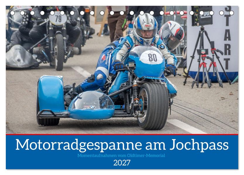 Motorradgespanne am Jochpass (Tischkalender 2027 DIN A5 quer) CALVENDO Monatskalender