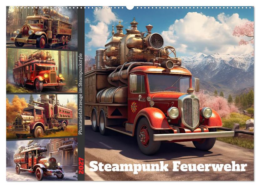 Steampunk Feuerwehr (Wandkalender 2027 DIN A2 quer) CALVENDO Monatskalender