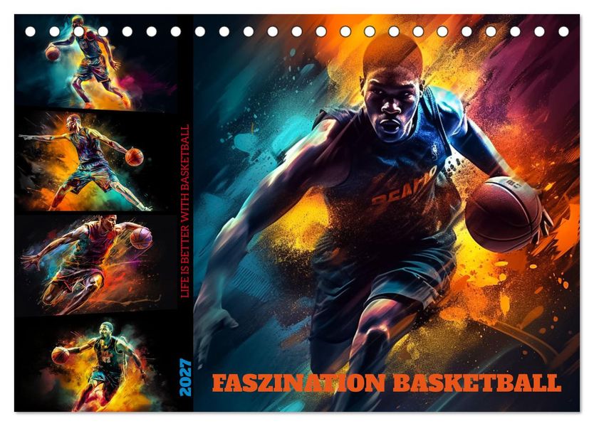 Faszination Basketball (Tischkalender 2027 DIN A5 quer) CALVENDO Monatskalender