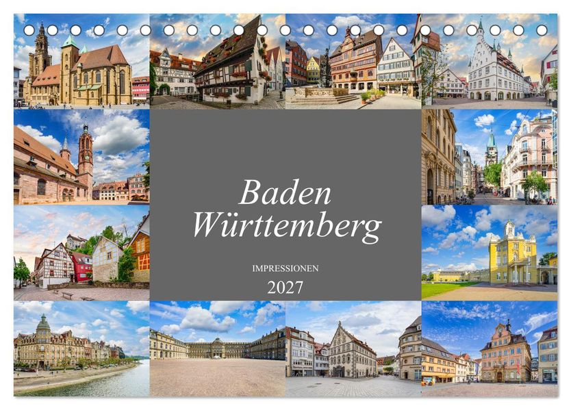 Baden-Württemberg Stadtansichten (Tischkalender 2027 DIN A5 quer) CALVENDO Monatskalender